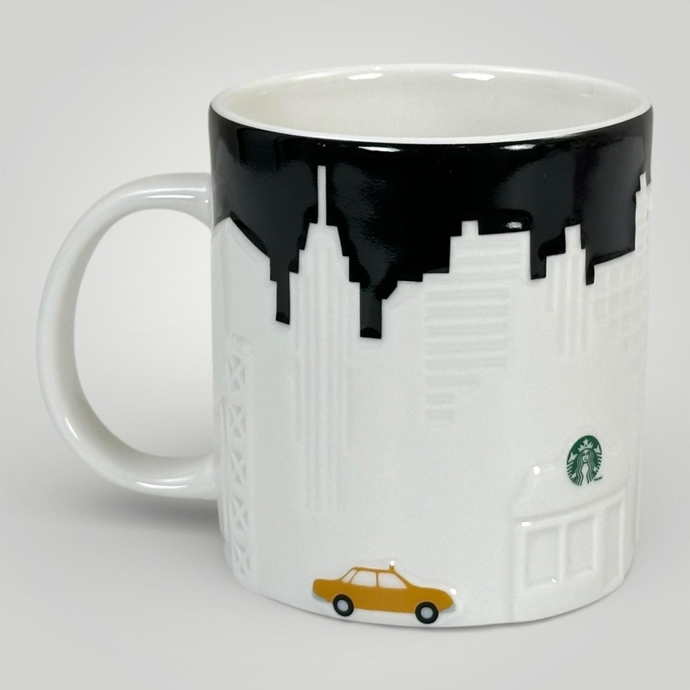 Starbucks New York City Collector Series Mug 2012 Skyline Taxi White Coffee Cup - Picture 3 of 7